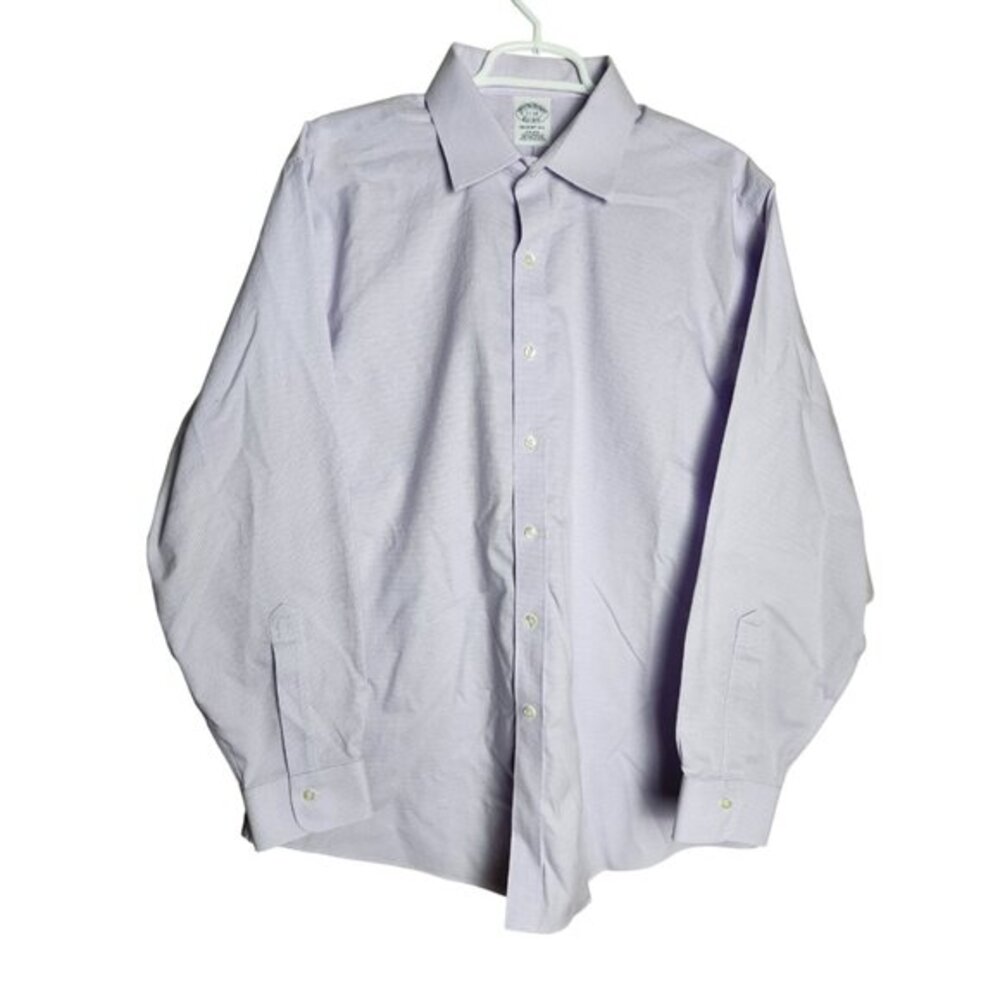 Brooks Brothers Dress Shirt Men 17 34 Main Store Regent Fit Supima Cotton Purple